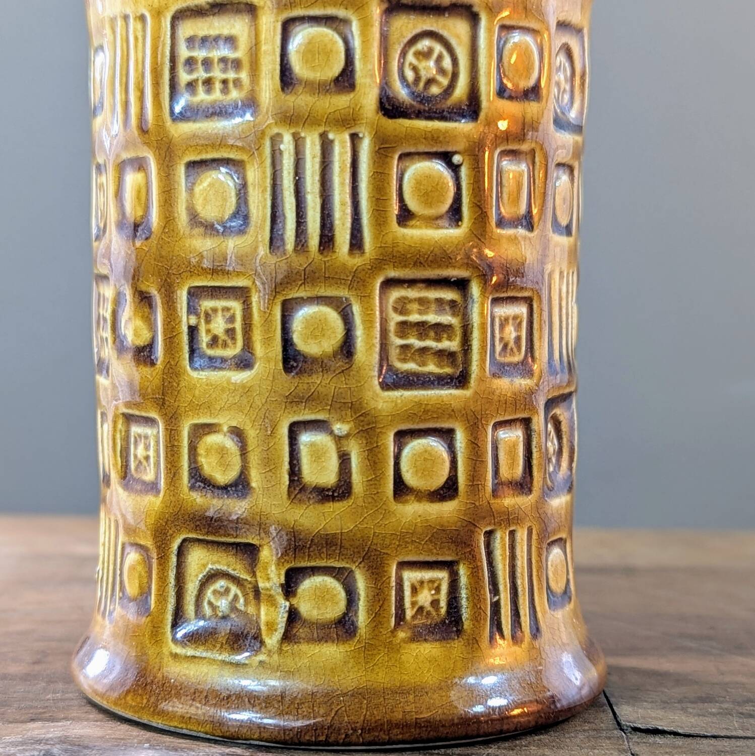 West Germany Bay 60-14 vase, vintage ceramic, geometric decoration