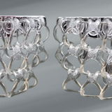 Art Deco Half-Moon Wall Light/Hot Water Bottle in Glass & Metal Links