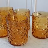 Set of 5 amber whisky glasses 70s