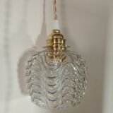 Vintage globe textured glass portable lamp, new cord