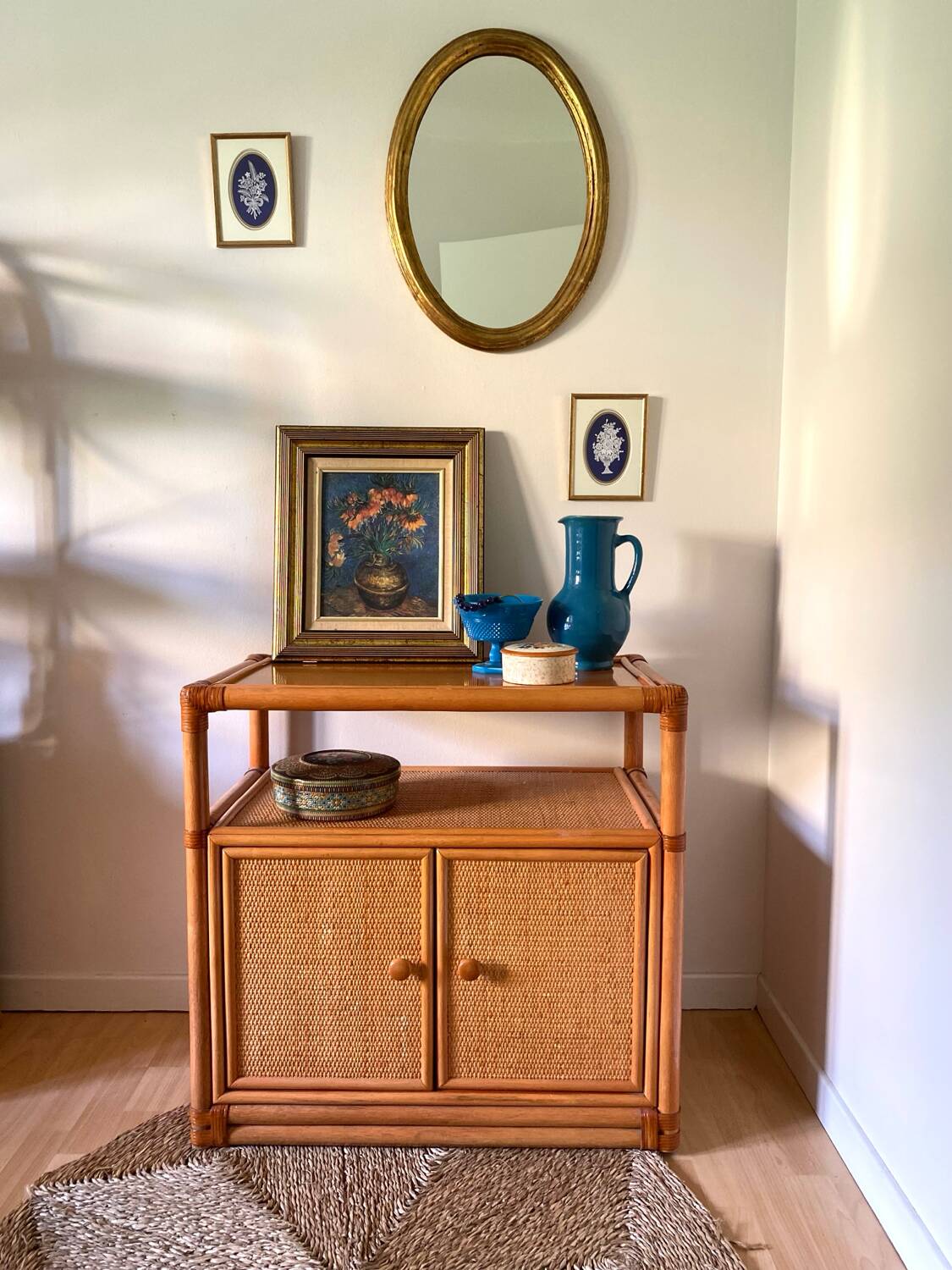 Vintage rattan and cane sideboard