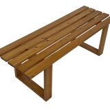 Vintage Scandinavian modern pinewood slatted bench from the 1960's