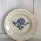 Set of 20 Digoin soup plates, blue rose patterns