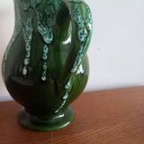 Magnificent Vintage Barbotine Jug – Relief Peach Decoration (H 18cm)