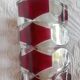 Vase - 3-sided faceted overlay ruby red - 24cm moulded crystal glass