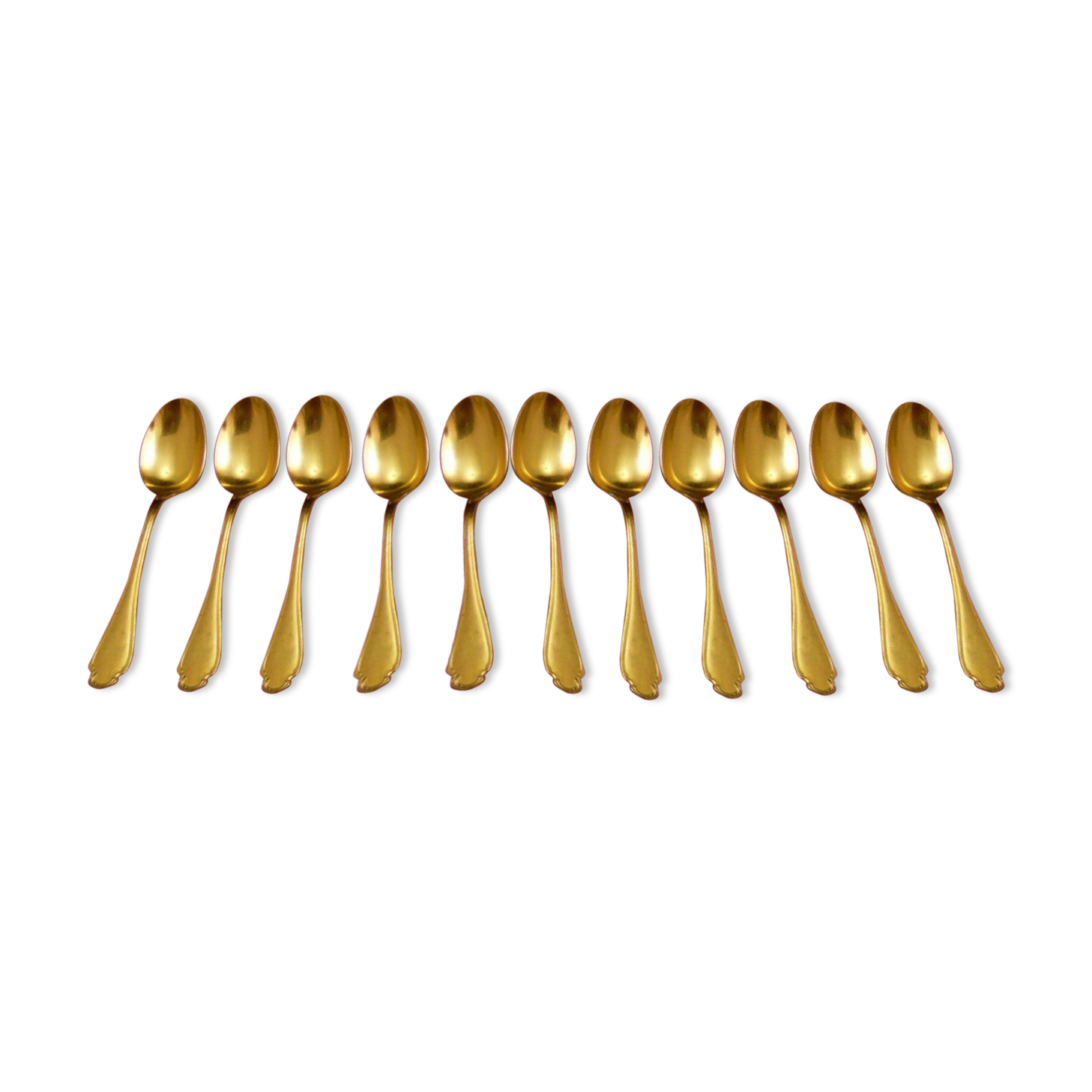 Service 11 spoons mocha gold metal Christofle Alfénide model Pompadour