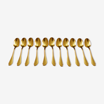 Service 11 spoons mocha gold metal Christofle Alfénide model Pompadour