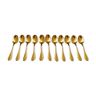 Service 11 spoons mocha gold metal Christofle Alfénide model Pompadour