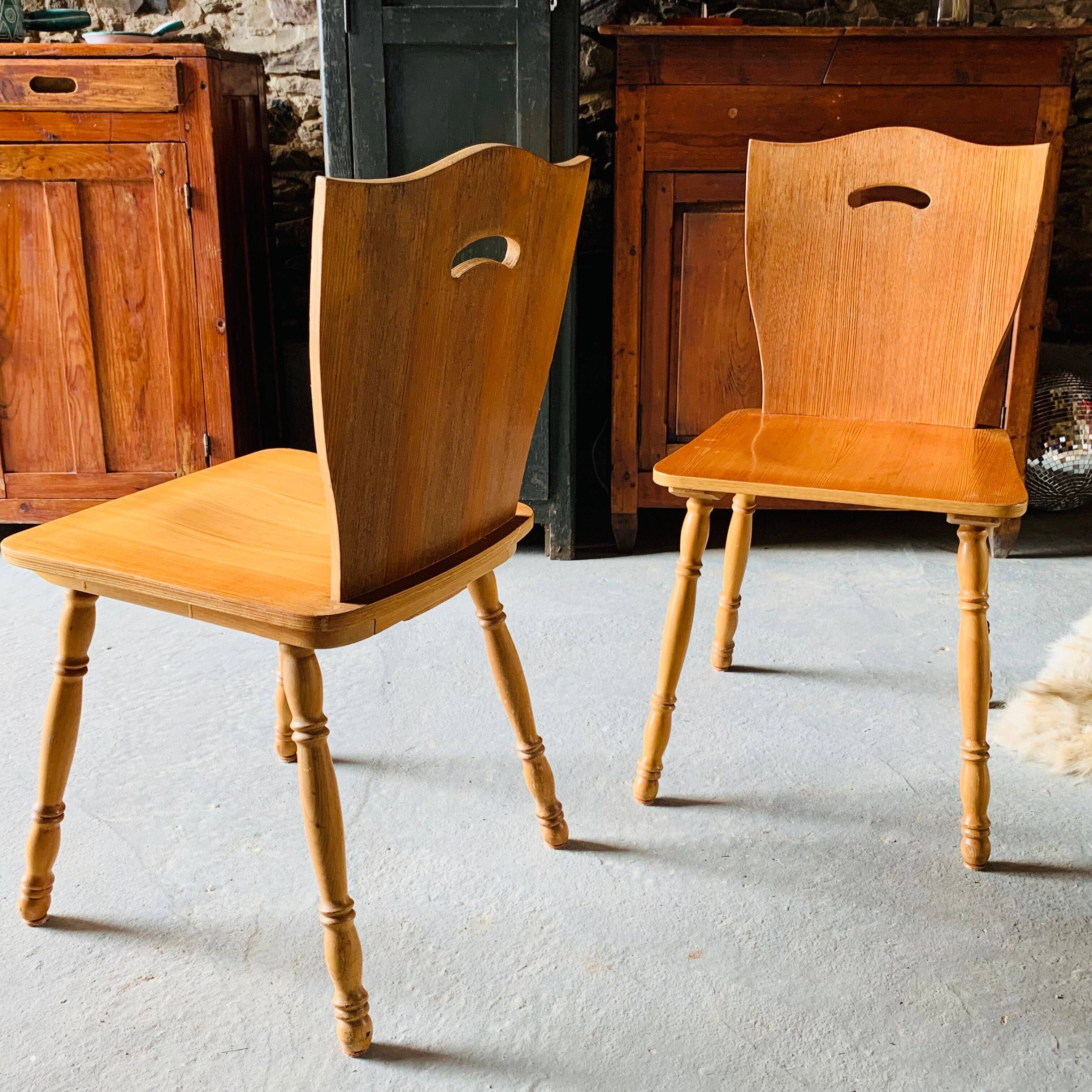 Paire de chaise bois blond  - 1960's