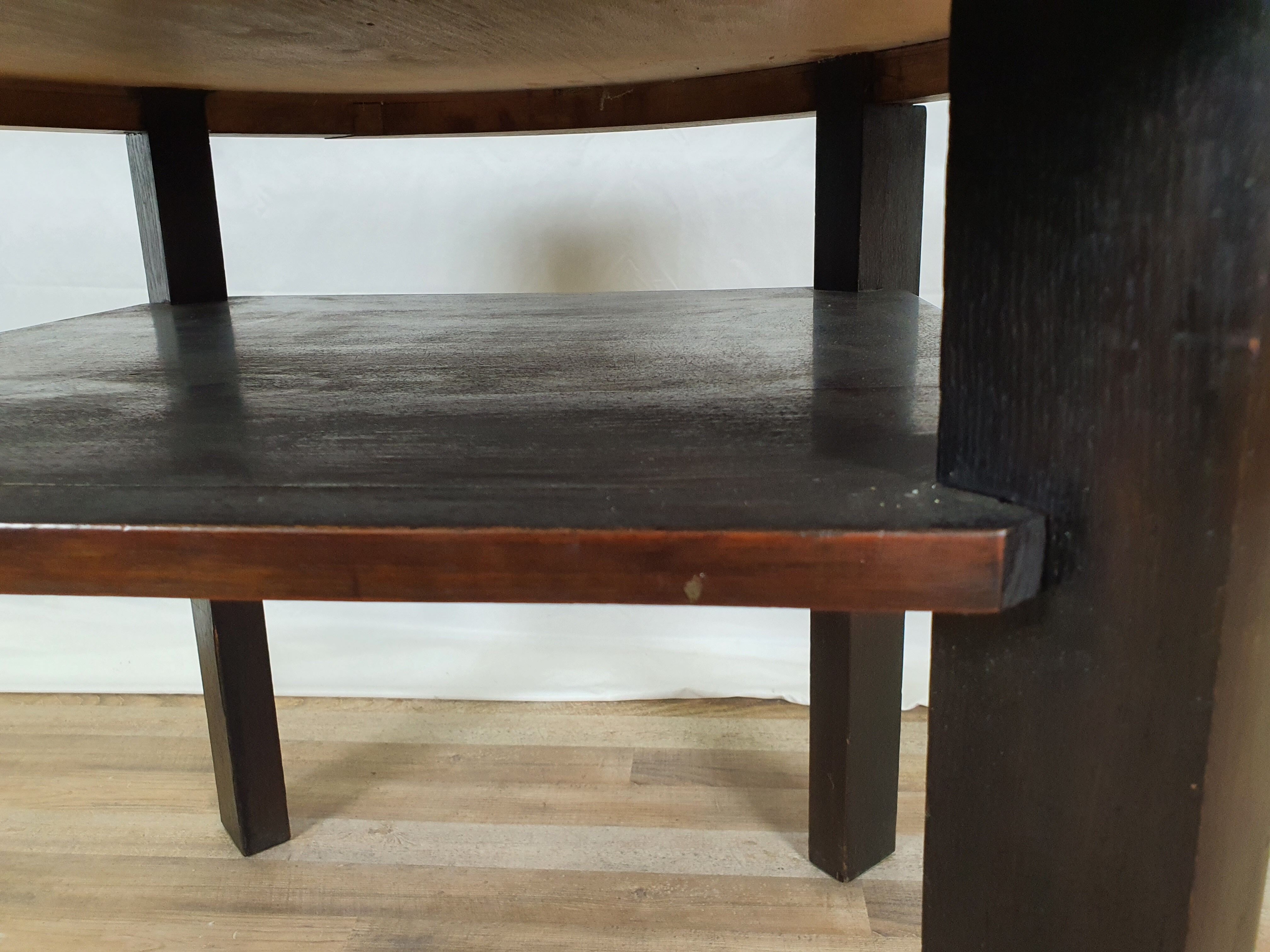 Art decò round black coffee table