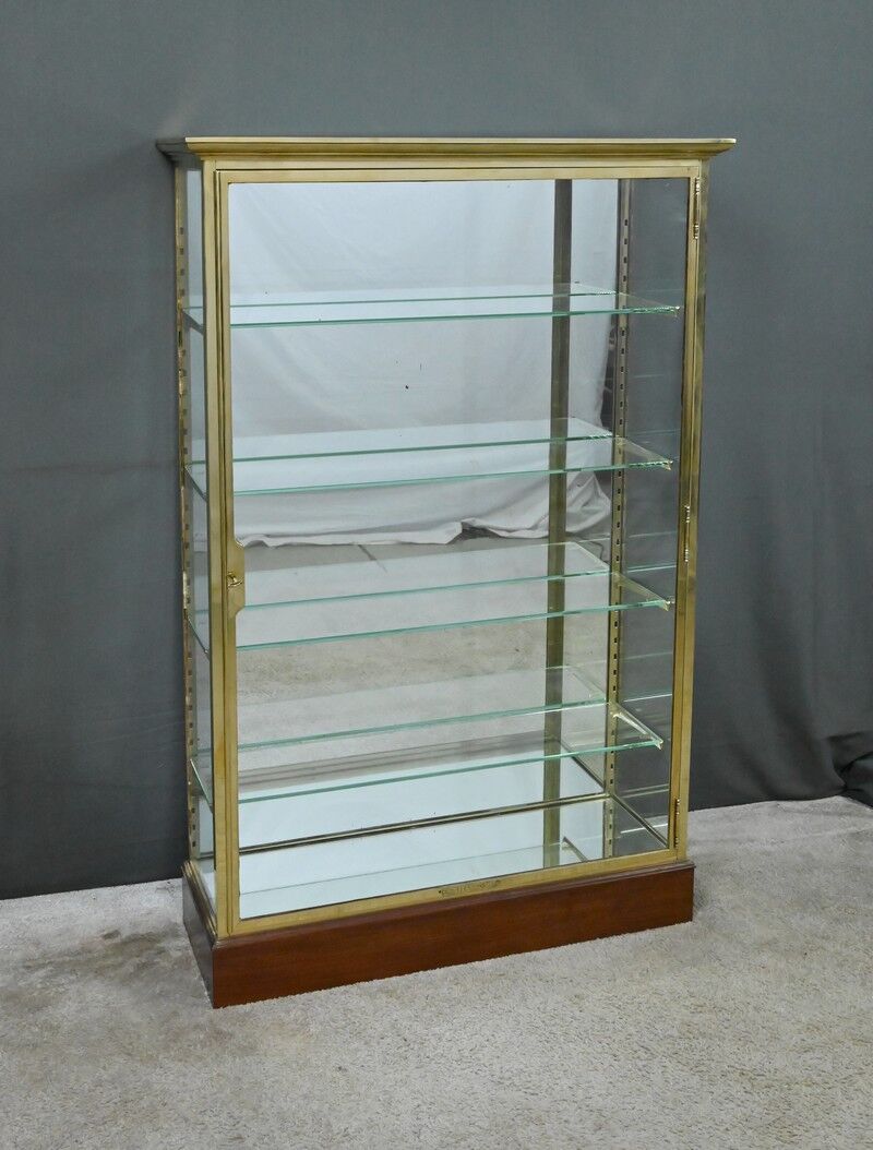 Brass display cabinet with a mirrored back – early 20th century
