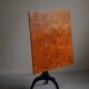 Antique handcrafted square table with drop leaves made of burl wood, Swedish, 19th century.