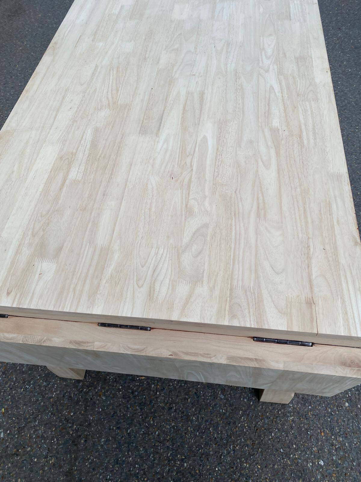 Table de ferme extensible à volets rénovée en bois massif 140-200cm