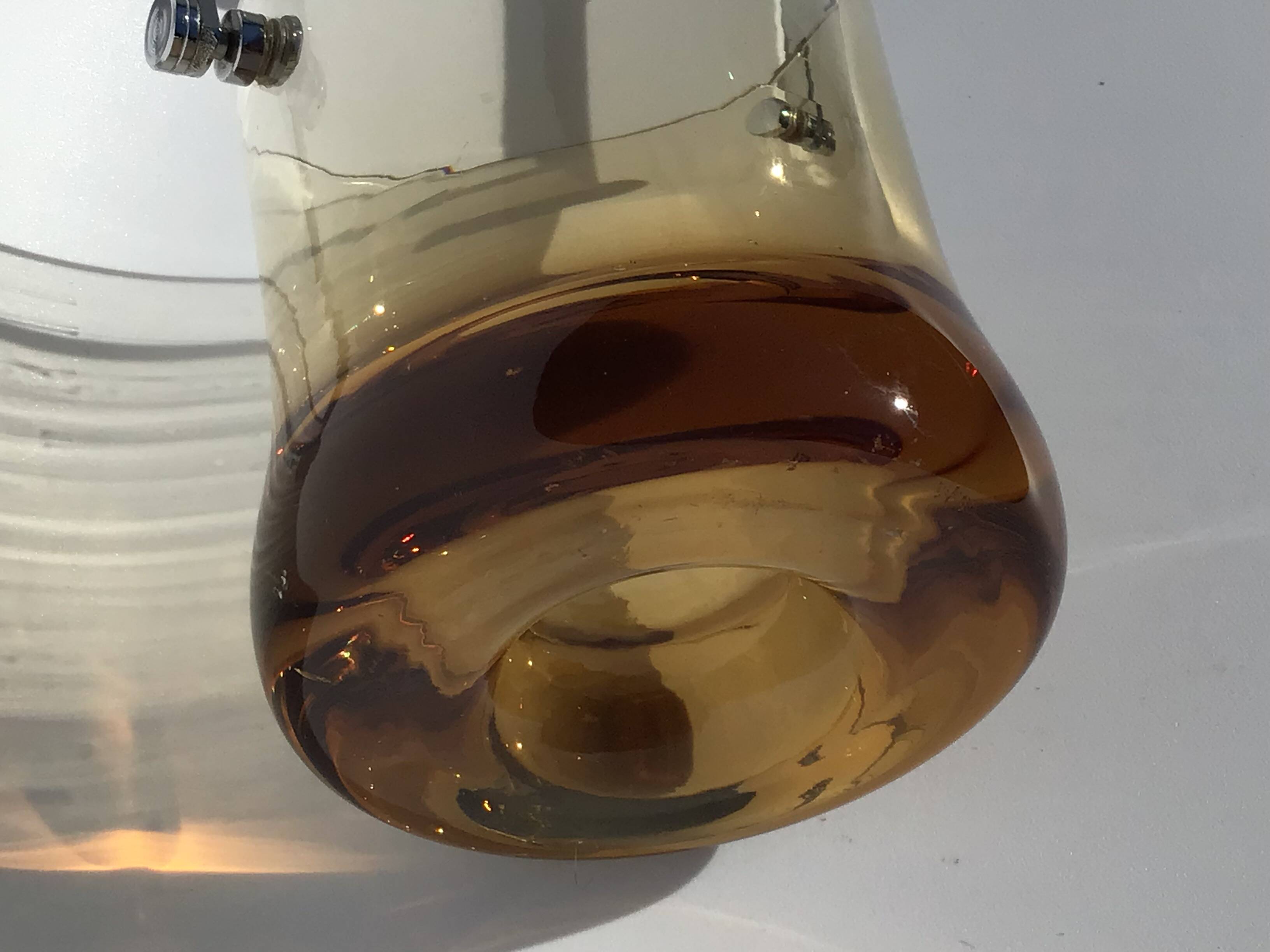 70s amber blown glass ice bucket