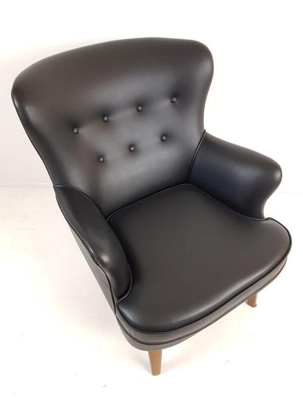 Fauteuil Artifort modèle Theo Ruth noir cuir skaï