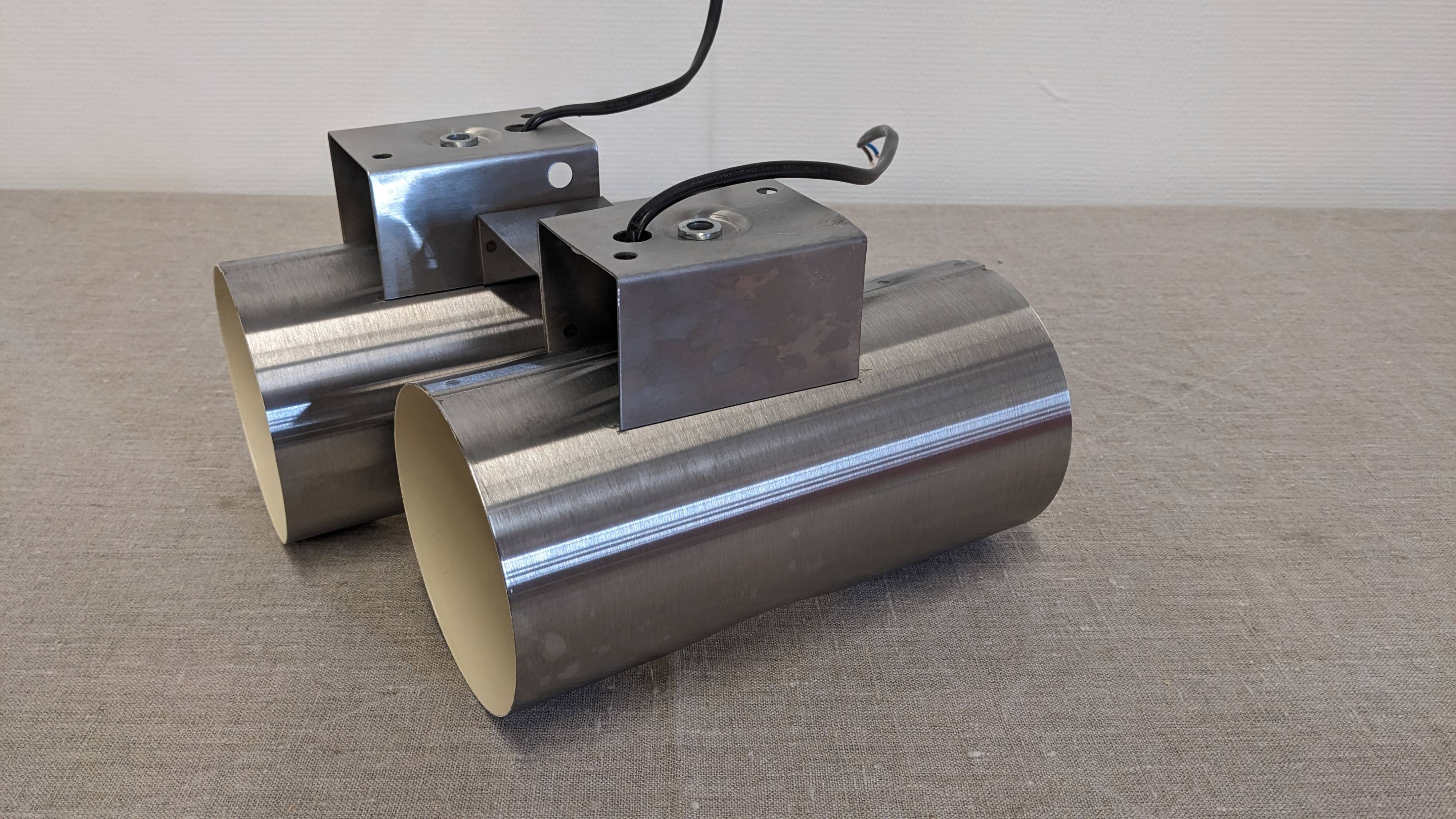 Pair of Space Age double pipe wall lights by Oxar France, 1960s-70s