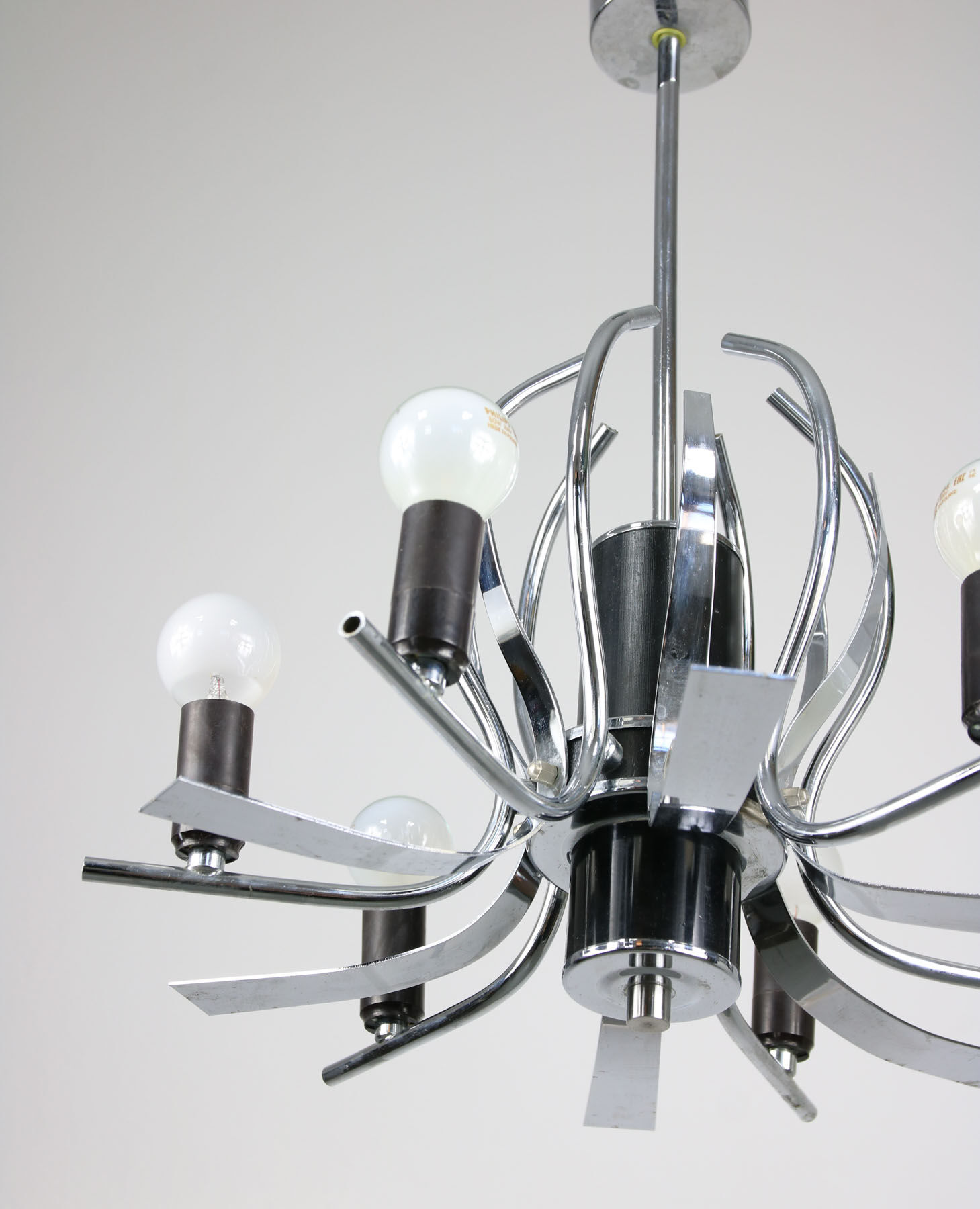 Vintage chrome swan shaped chandelier, 70