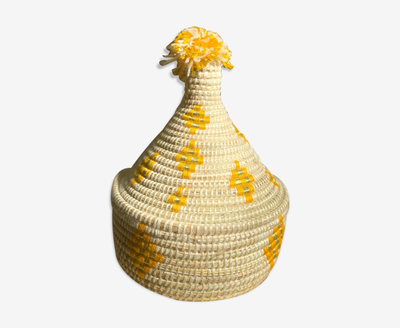 Corbeille berbère tajine blanc & jaune
