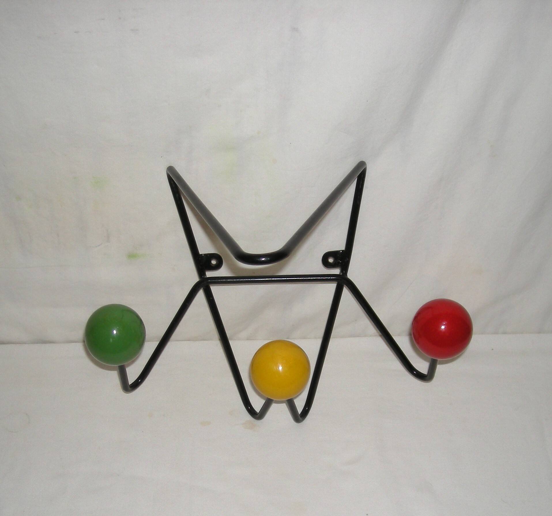 Coat hook; 3 balls - Dupré-Hauser from the 1950s