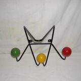 Coat hook; 3 balls - Dupré-Hauser from the 1950s