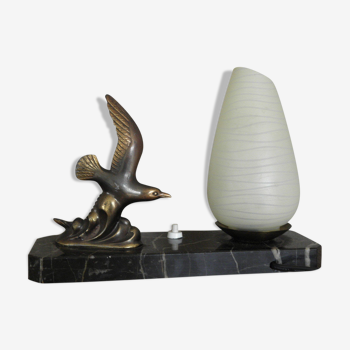 Lampe de table figurine oiseaux en marbre art deco