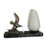 Table lamp figurine birds in marble art deco