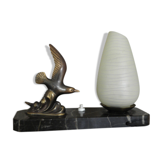 Lampe de table figurine oiseaux en marbre art deco