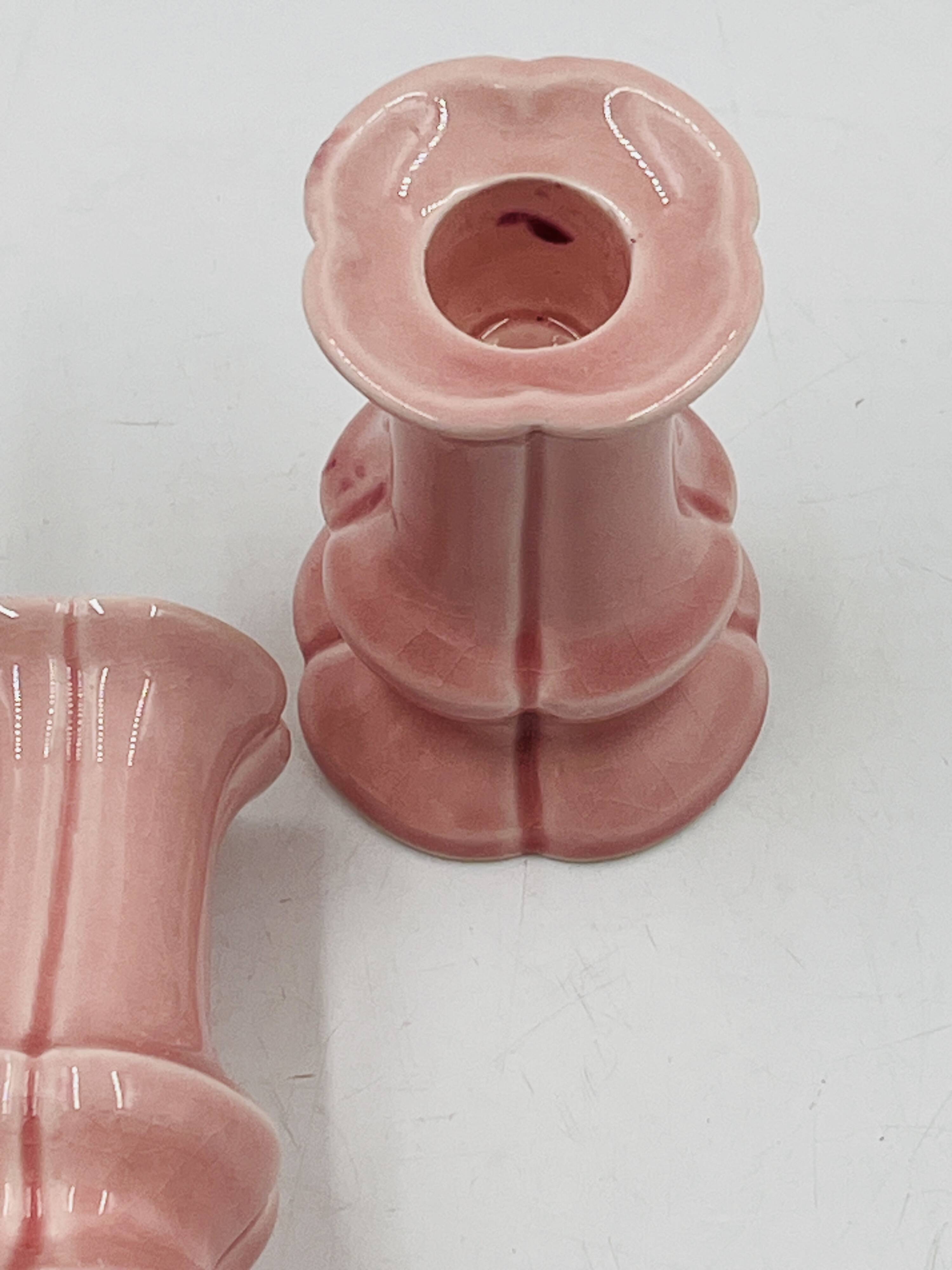 Set of 3 pink ceramic candle holders