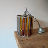 Vintage stained glass pendant light