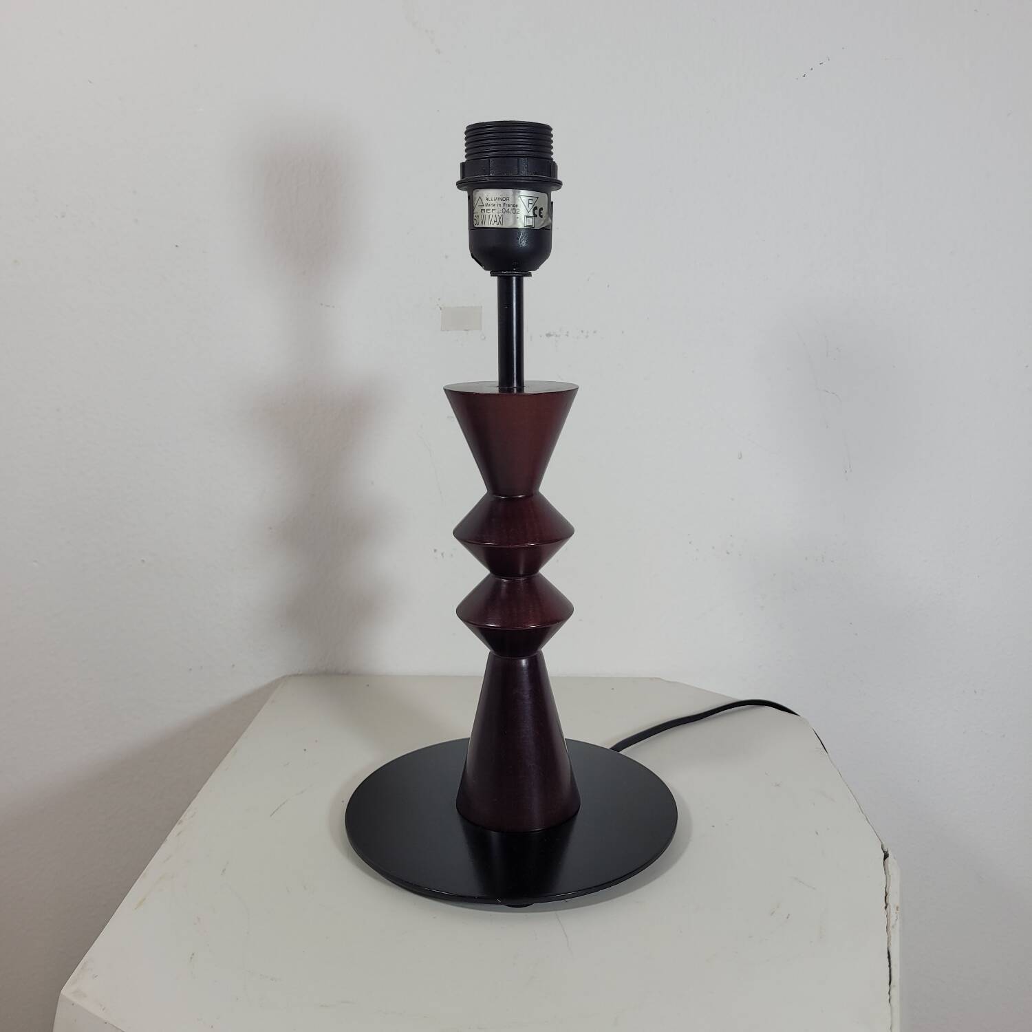 Vintage Aluminor France table lamp in wood and metal