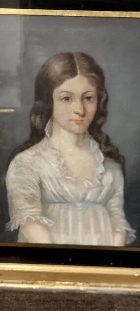 Old pastel portrait on canvas of a young noble, signed and dated 1899 on the back, gilt frame.