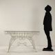 Vintage white enamelled iron garden table, Italy, 1960s