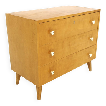 Scandinavian birch chest of drawers, Swedish modern, Sweden, 1940