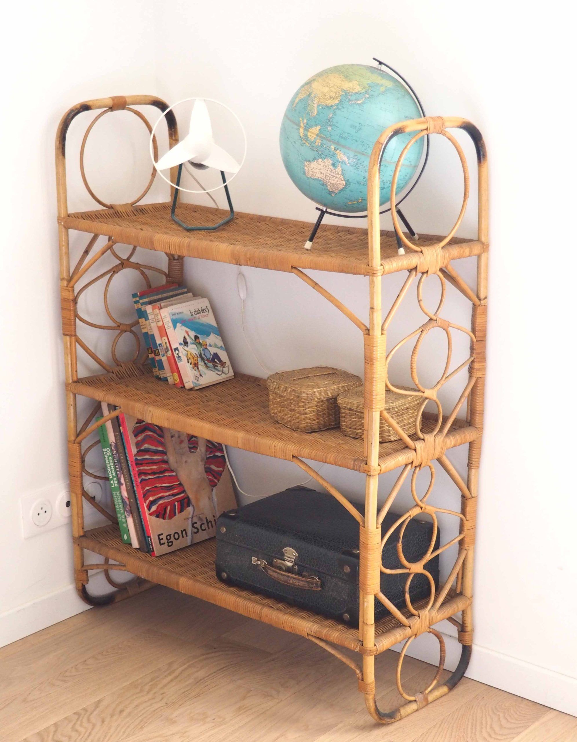 Rattan bookcase