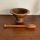 Old wooden mortar and pestle