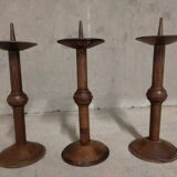3 spikes -candles in solid oak 1950s