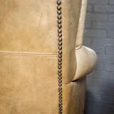 Vintage wingchair Dutch Sheepskin (cuir de mouton)