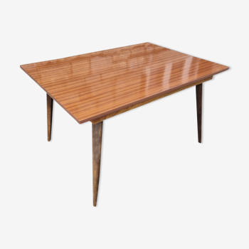 Table salle à manger, formica, pieds compas bois, années 50