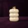 Tommaso Barbi Cream Speckled Ceramic and Brass Table Lighter 1970