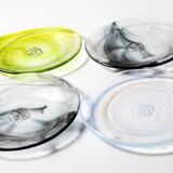 Ensemble d'assiettes en verre Kosta Boda Mine : Art scandinave par Ulrica Hydman Vallien