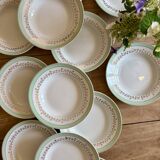 Set of 12 white, mint and gold soup plates, Mosèle de Luné model