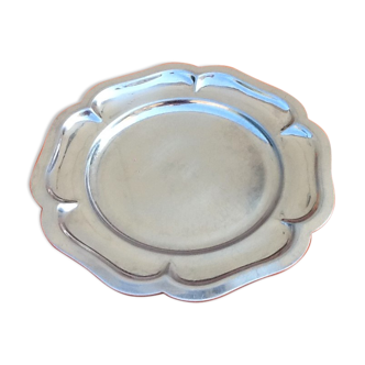 Plat de service service polylobe  inox  années 70