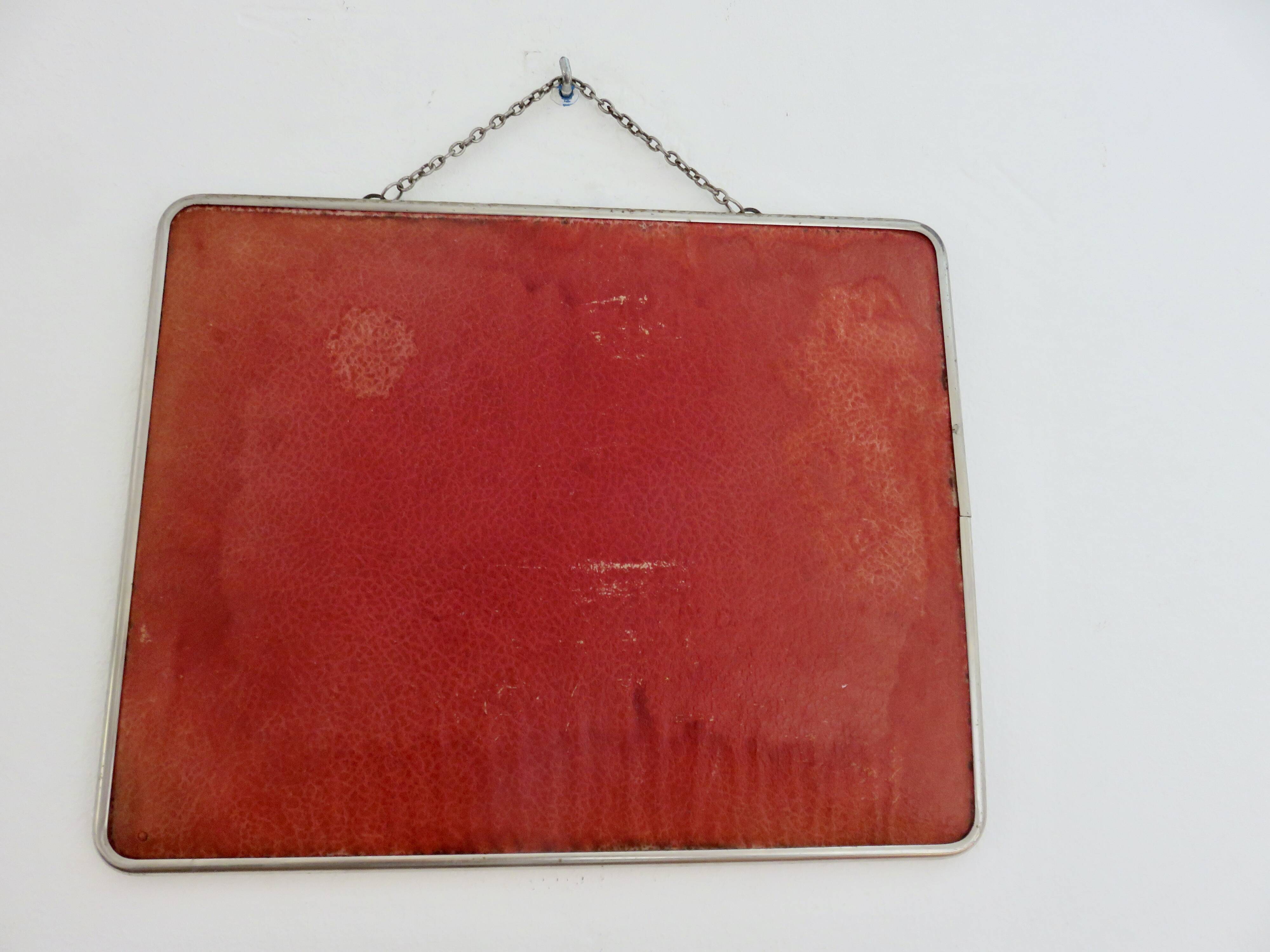 Antique barber's mirror with chain, art deco, 1940s-1950s