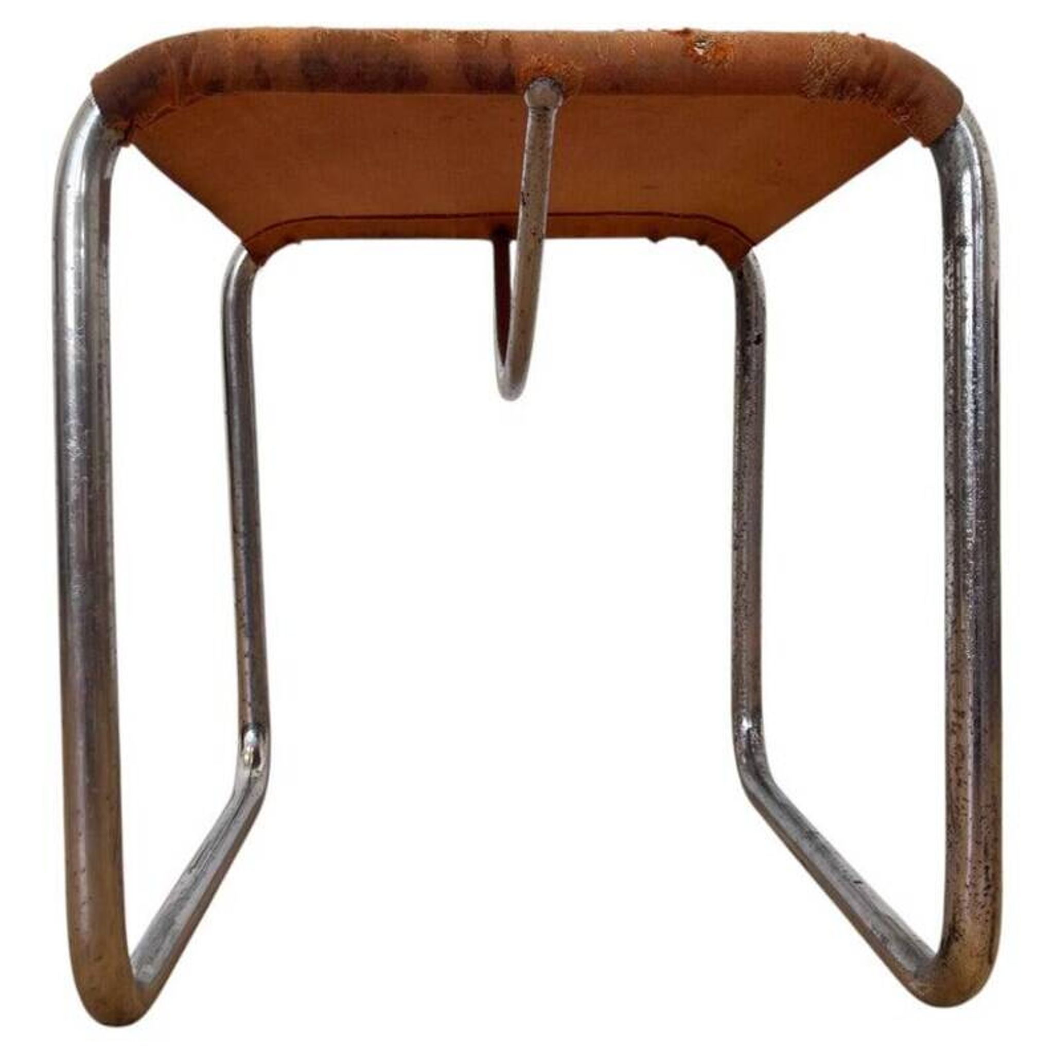 Very rare Chrome tubular steel Bauhaus Stool - 1930 / original eisengarn