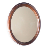 Oval mirror with wooden frame