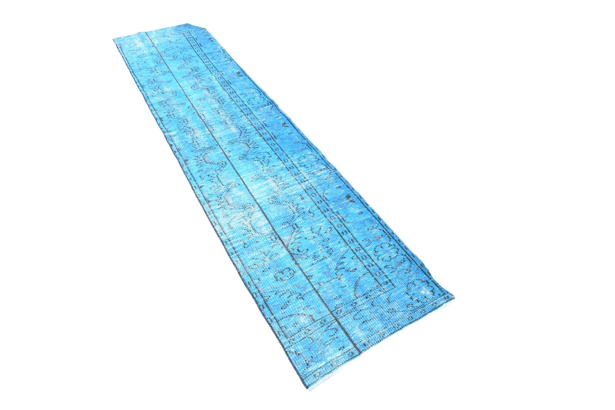 2x9 Vintage Light Blue Kitchen Runner Rug, 65x276Cm