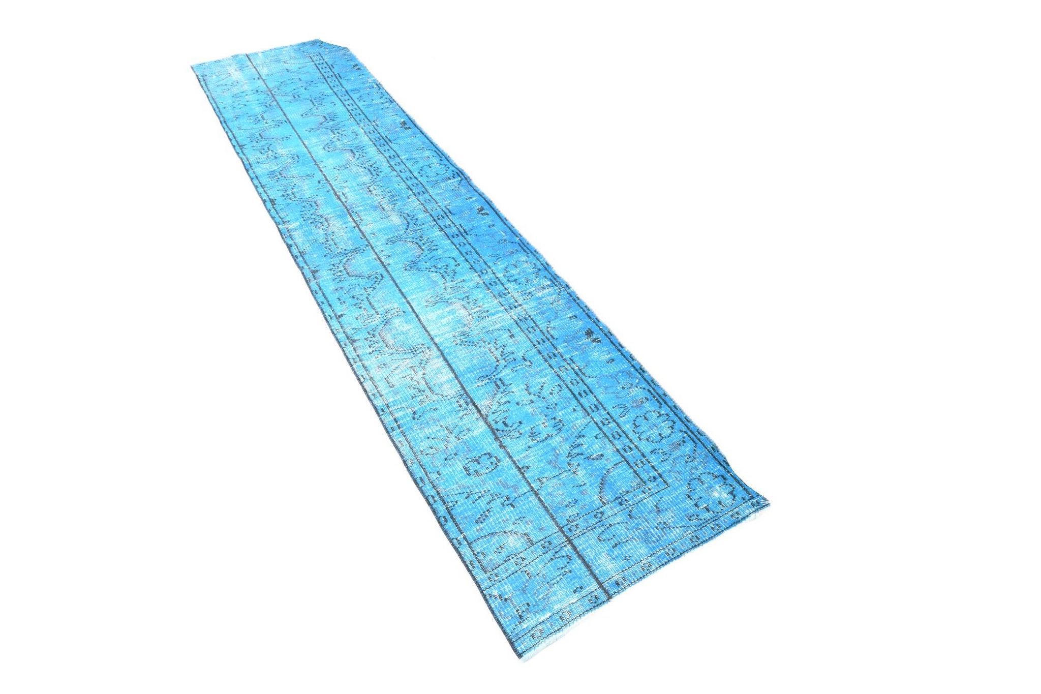 2x9 Vintage Light Blue Kitchen Runner Rug, 65x276Cm