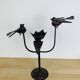 Brutalist wrought iron candle holder with birds