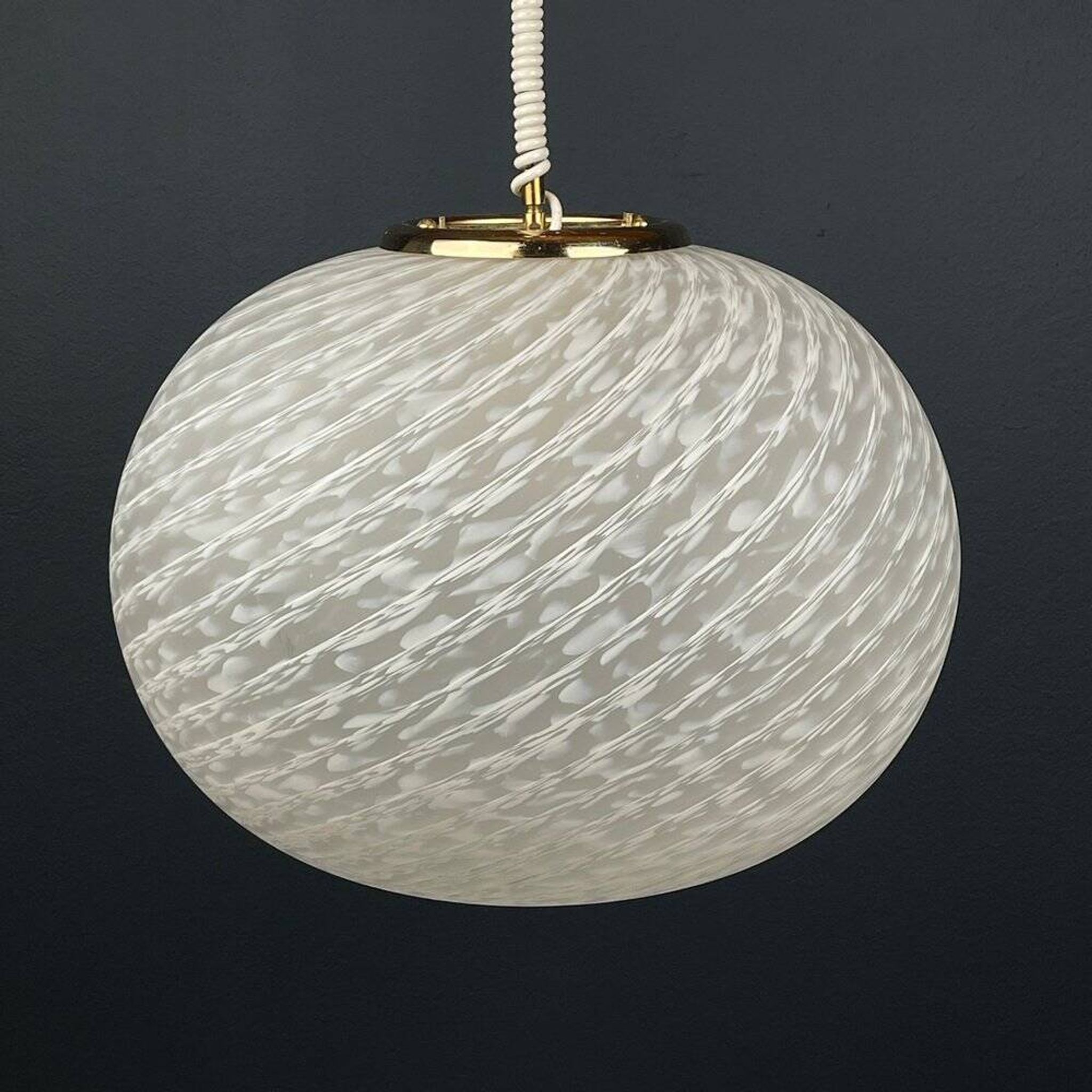 Large swirling Murano glass pendant lamp from Vetri Murano, Italy, 1970s.