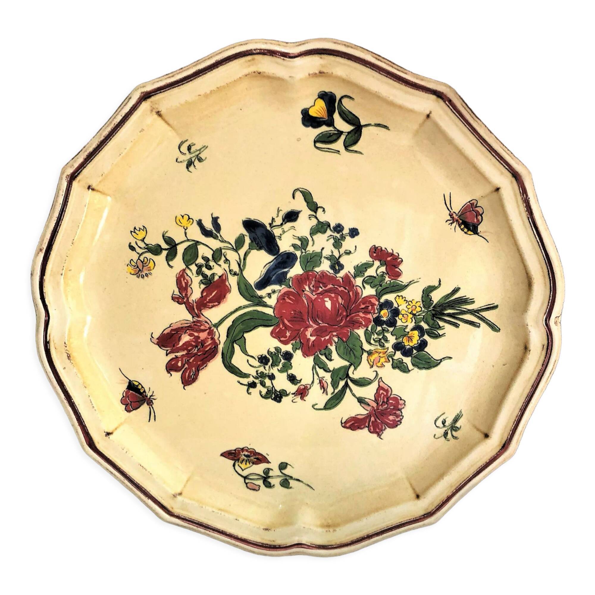 Decorative plate earthenware of Salins France decoration Strasbourg